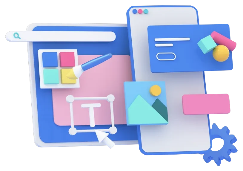 Website mockups on desktop and mobile screens